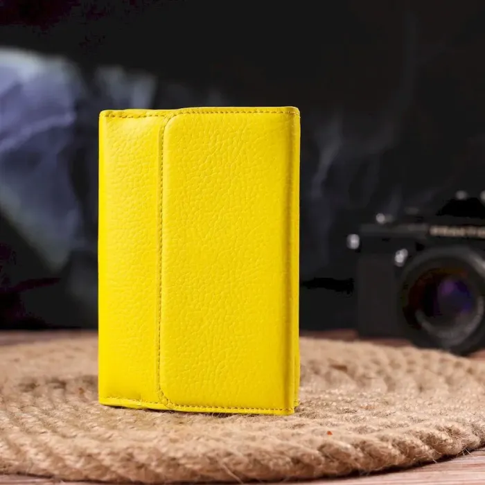 Молодіжний яскравий гаманець із натуральної шкіри флотар CANPELLINI 21597 Лимонний