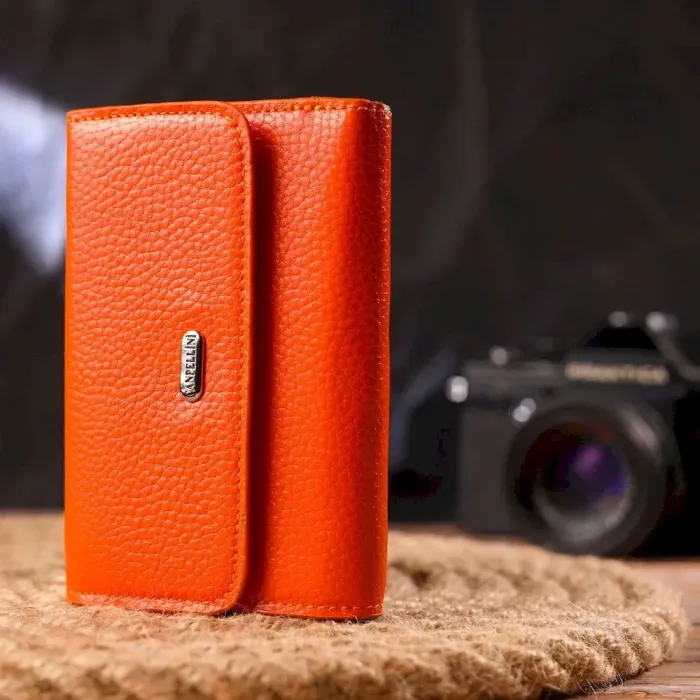 Молодежный кошелек из натуральной кожи флотар CANPELLINI 21594 Оранжевый