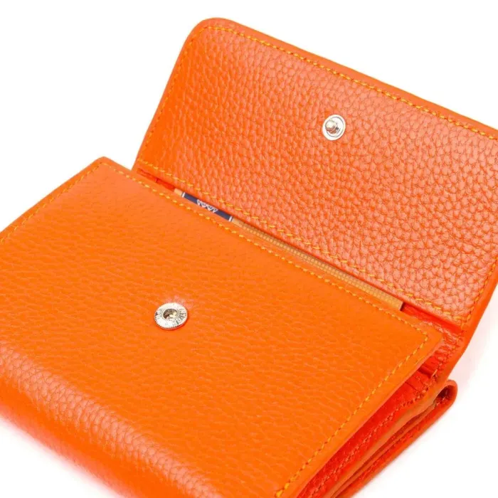 Молодежный кошелек из натуральной кожи флотар CANPELLINI 21594 Оранжевый