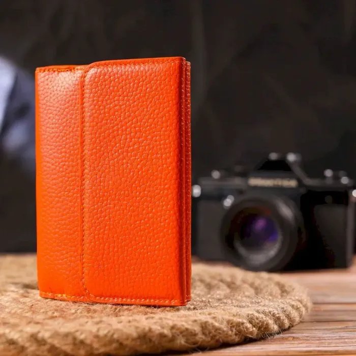 Молодежный кошелек из натуральной кожи флотар CANPELLINI 21594 Оранжевый