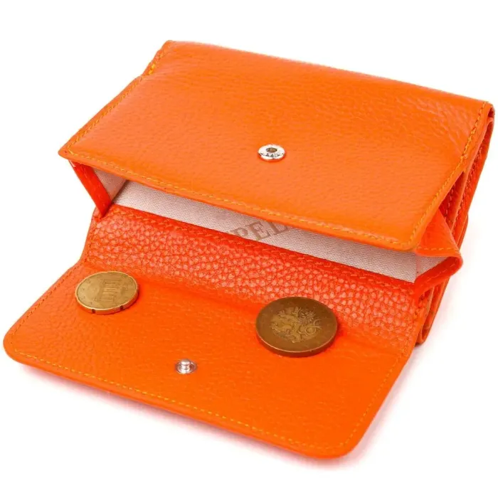 Молодежный кошелек из натуральной кожи флотар CANPELLINI 21594 Оранжевый