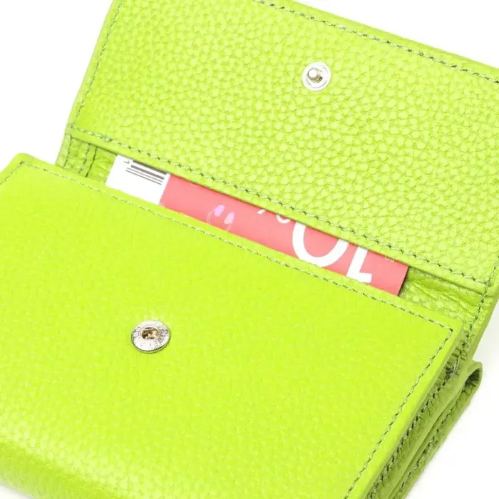 Стильний молодіжний гаманець з натуральної шкіри флотар CANPELLINI 21598 Салатовий