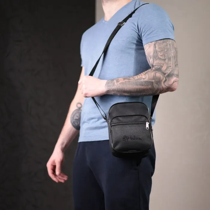 Мужская компактная сумка на плечо из качественного полиэстера FABRA 22578 Черный