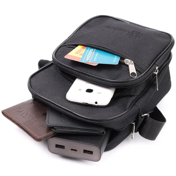 Мужская компактная сумка на плечо из качественного полиэстера FABRA 22578 Черный