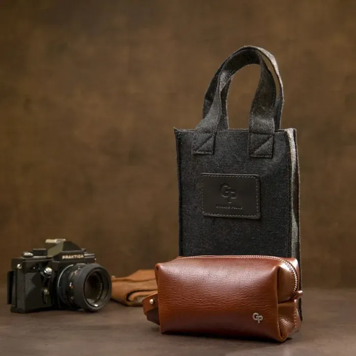 Чоловіча косметичка з натуральної шкіри GRANDE PELLE 11414 Коричневий