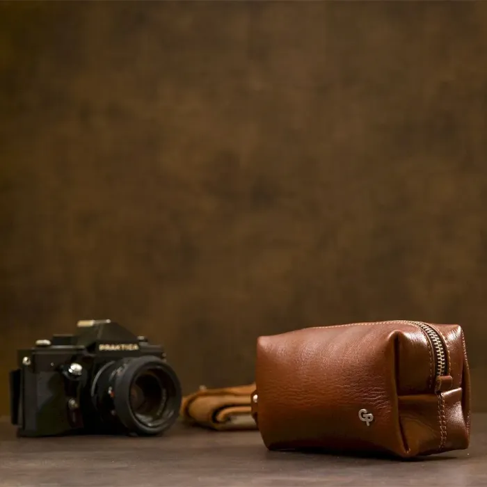 Чоловіча косметичка з натуральної шкіри GRANDE PELLE 11414 Коричневий