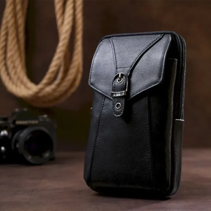 Чоловіча шкіряна сумка Vintage 20482 Чорний