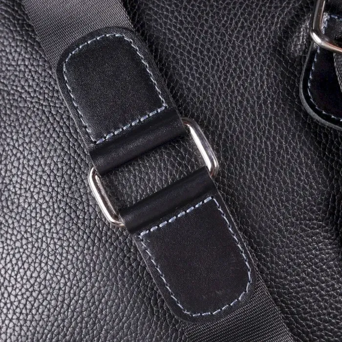 Чоловіча сумка із комбінованої натуральної шкіри SHVIGEL 18720 Чорна