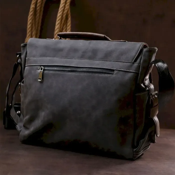 Чоловіча сумка зі шкірозамінника Vintage 20491 Сірий