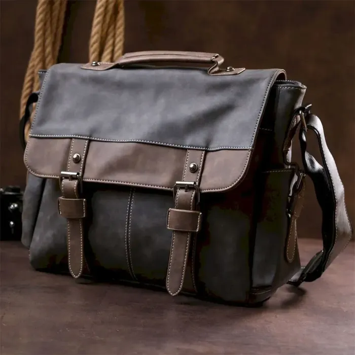 Чоловіча сумка зі шкірозамінника Vintage 20491 Сірий