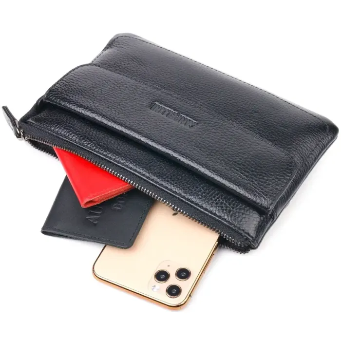 Стильный клатч для мужчин из натуральной кожи CANPELLINI 21546 Черный