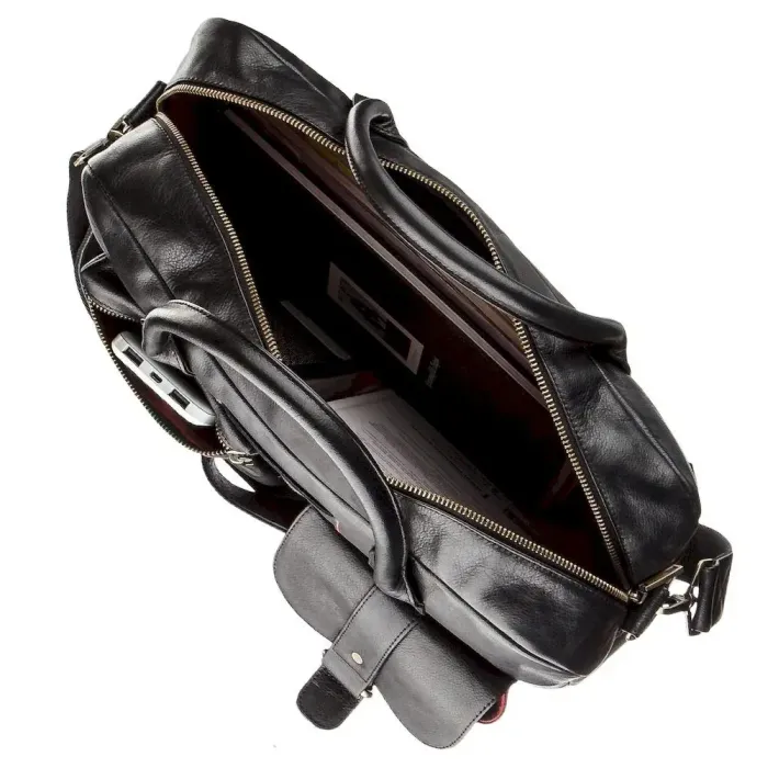 Чоловічий шкіряний портфель для ноутбука SHVIGEL 19118 Чорний