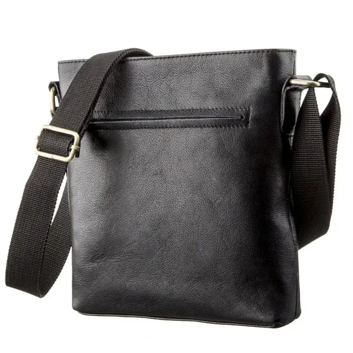 Чоловіча шкіряна сумка без клапана SHVIGEL 19119 Чорна