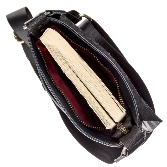 Чоловіча шкіряна сумка месенджер SHVIGEL 19113 Чорна