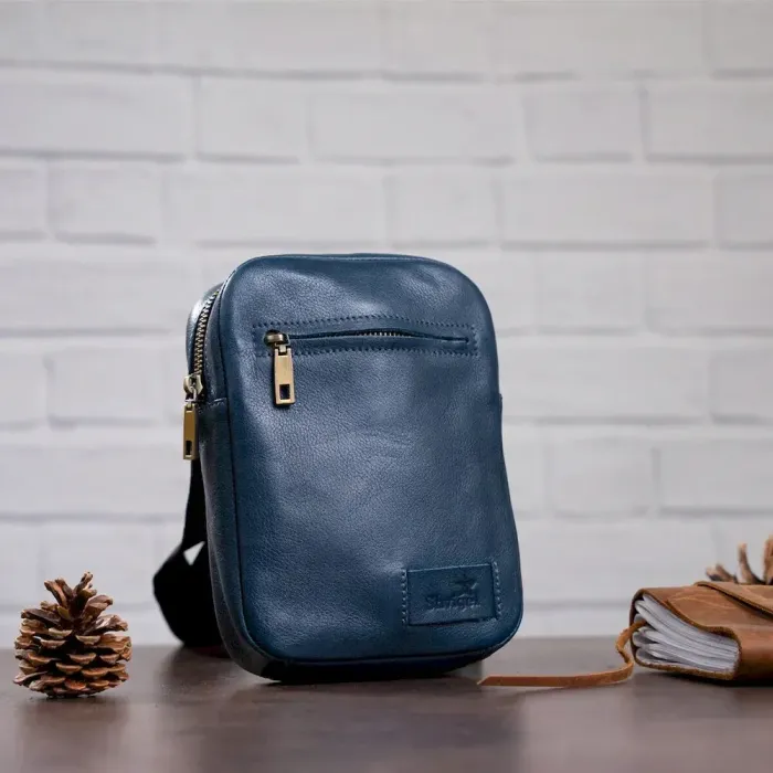 Чоловіча шкіряна сумка SHVIGEL 19105 Синя