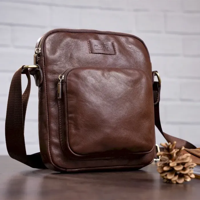 Чоловіча шкіряна сумка SHVIGEL 19112 Коричнева