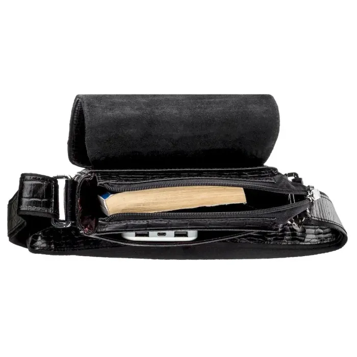 Чоловіча сумка на плече із тисненням під екзотику KARYA 17382 Чорна
