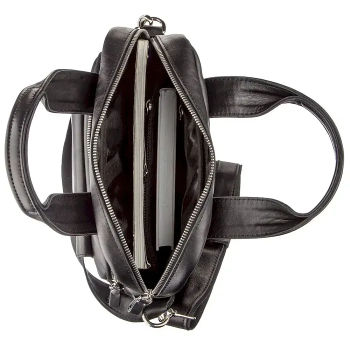 Чоловіча сумка під А4 вертикального формату в гладкій шкірі 11165 SHVIGEL, Чорна