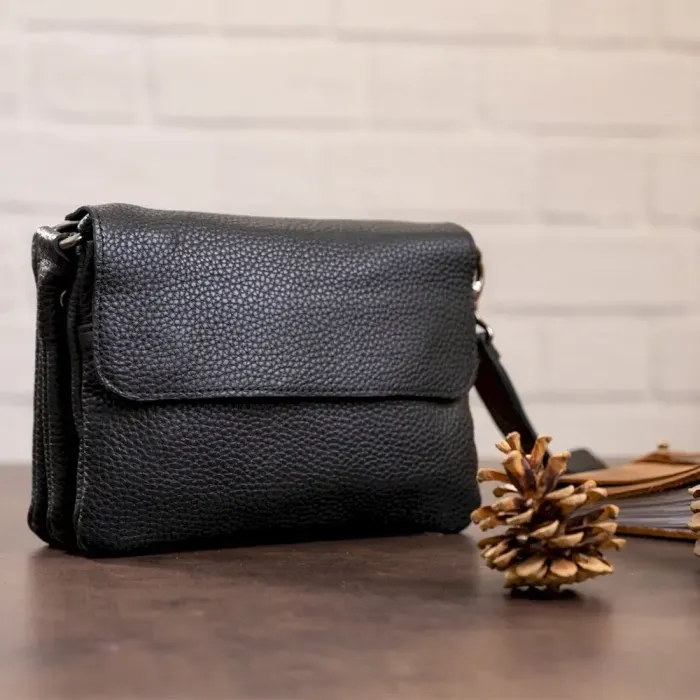 Чоловіча сумка SHVIGEL 11038 шкіряна, Чорна