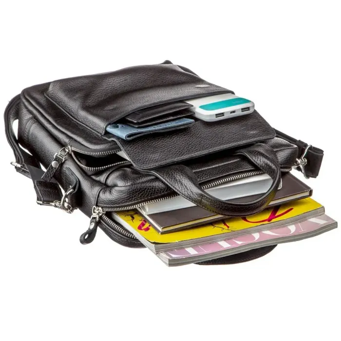 Чоловічі сумки вертикального формату SHVIGEL 11167 під А4 Чорна флотар