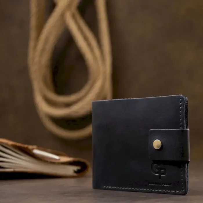 Чоловічий компактний шкіряний портмоне GRANDE PELLE 11519 Темно-синій