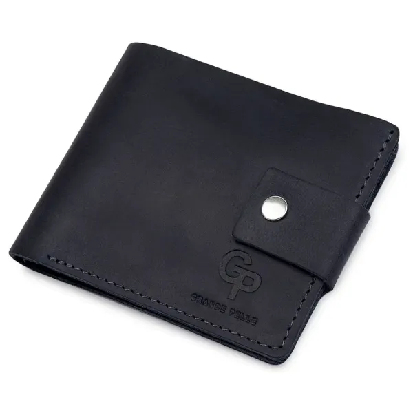 Чоловічий компактний шкіряний портмоне GRANDE PELLE 11519 Темно-синій