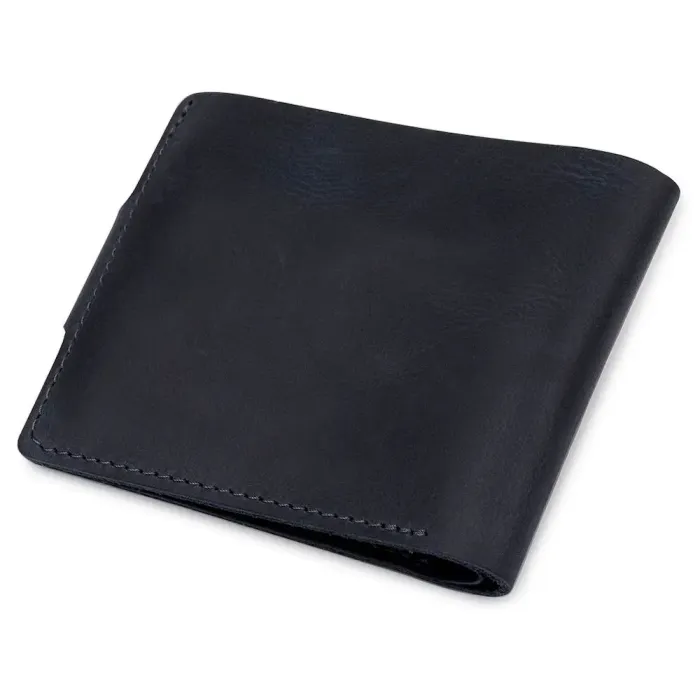 Чоловічий компактний шкіряний портмоне GRANDE PELLE 11519 Темно-синій