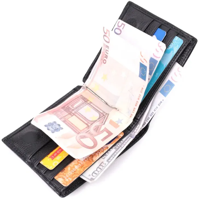 Чоловічий шкіряний портмоне із затискачем ST Leather 22485 Чорний