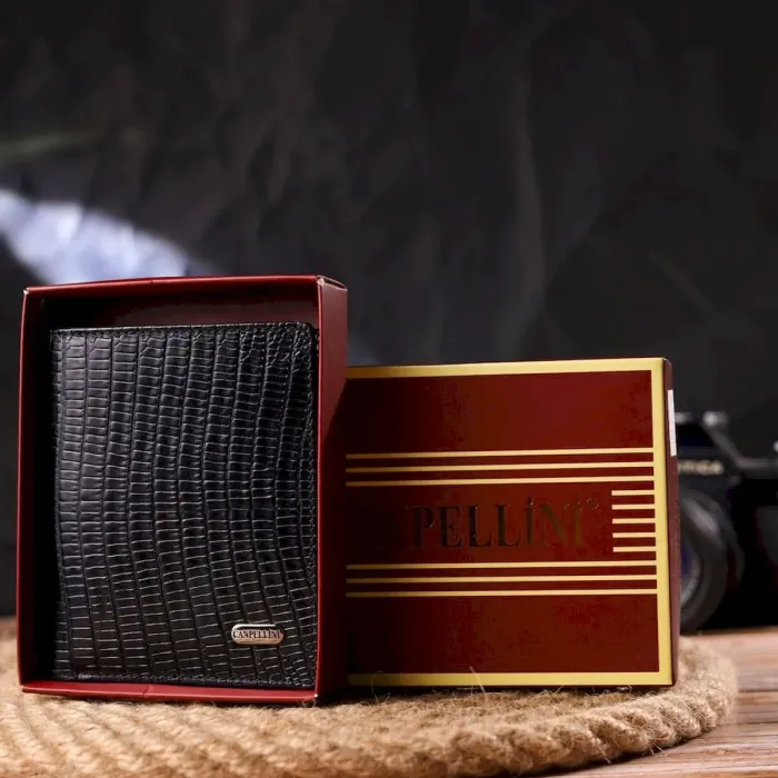 Мужское портмоне из натуральной фактурной кожи CANPELLINI 21501 Черное