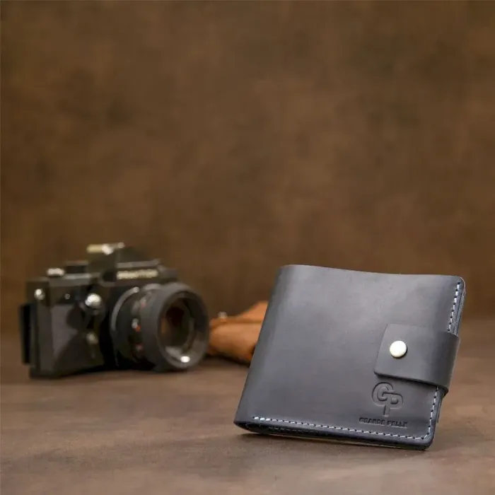 Чоловічий портмоне з натуральної шкіри GRANDE PELLE 11461 Темно-синій