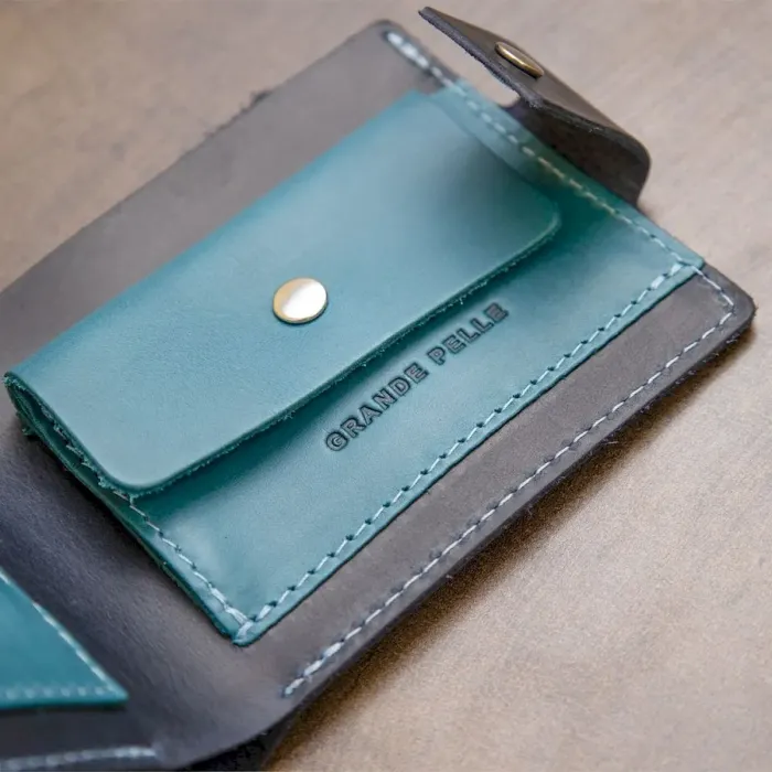 Чоловічий портмоне з натуральної шкіри GRANDE PELLE 11461 Темно-синій