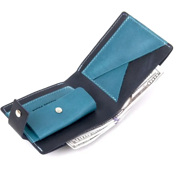 Чоловічий портмоне з натуральної шкіри GRANDE PELLE 11461 Темно-синій