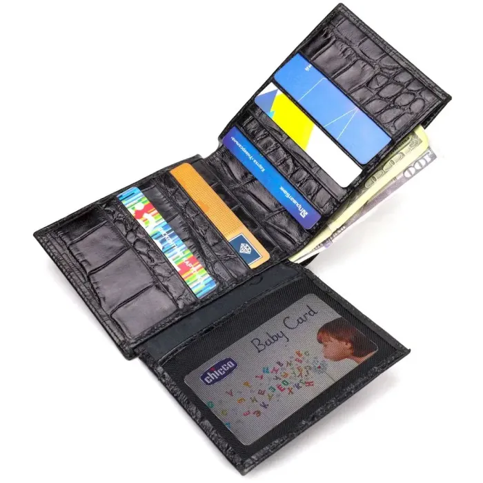 Мужское портмоне из натуральной кожи с тиснением под крокодила CANPELLINI 21866 Черный