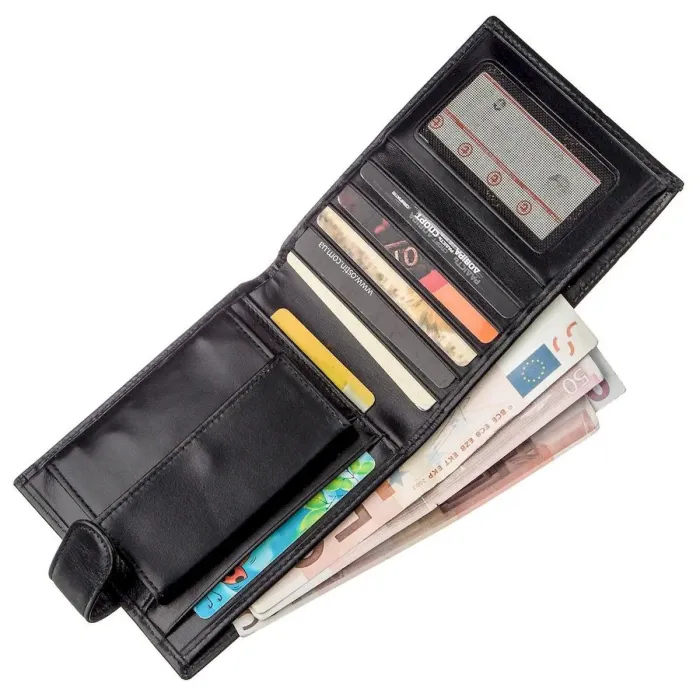 Чоловіче портмоне в гладкій шкірі KARYA 17372 Чорне