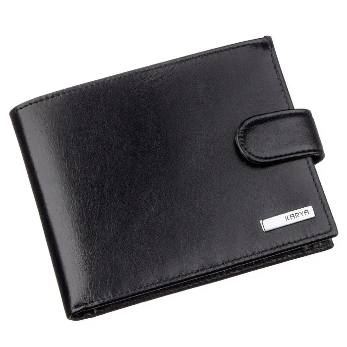 Чоловіче портмоне в гладкій шкірі KARYA 17372 Чорне