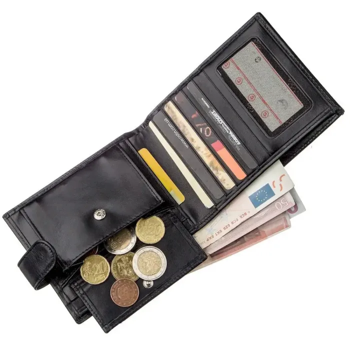 Чоловіче портмоне в гладкій шкірі KARYA 17372 Чорне