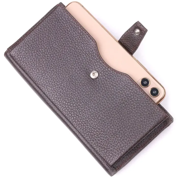 Мужское вертикальное портмоне из натуральной кожи KARYA 21421 Коричневый