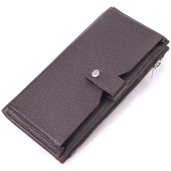 Чоловічий вертикальний портмоне з натуральної шкіри KARYA 21421 Коричневий