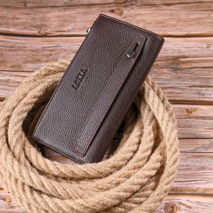 Мужское вертикальное портмоне из натуральной кожи KARYA 21421 Коричневый