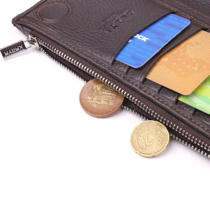 Мужское вертикальное портмоне из натуральной кожи KARYA 21421 Коричневый