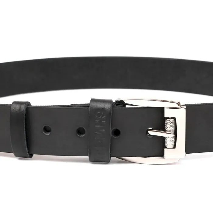 Чоловічий ремінь SHVIGEL 10084 чорний шкіряний