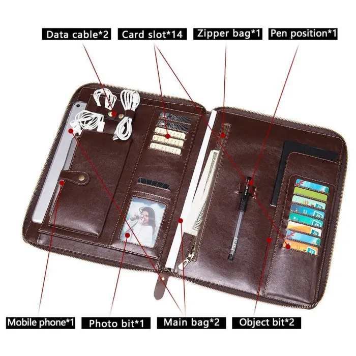 Чоловіча папка органайзер для документів матова 20238 Vintage Коричнева