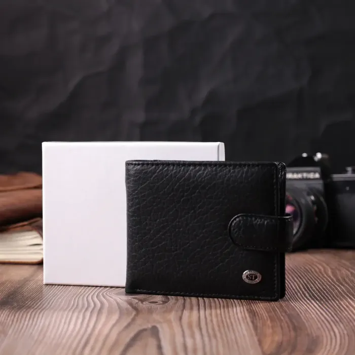 Чоловічий гаманець зручного розміру ST Leather 22471 Чорний