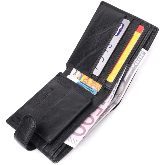 Чоловічий гаманець зручного розміру ST Leather 22471 Чорний