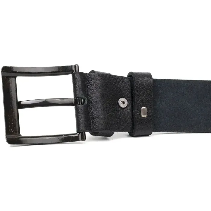 Чоловічий джинсовий ремінь з механічною пряжкою з натуральної шкіри BOND 22070 Чорний
