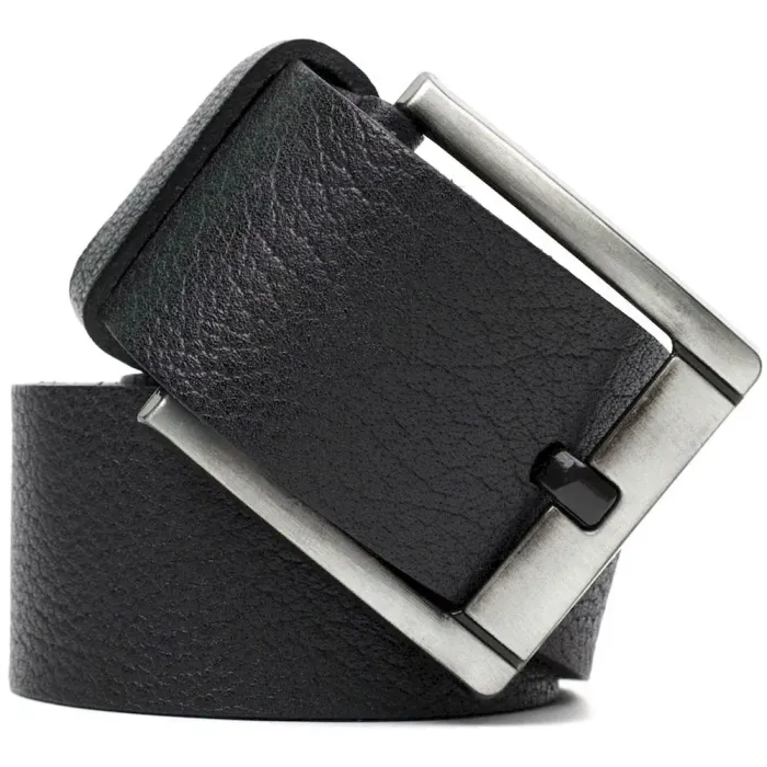 Чоловічий джинсовий ремінь з механічною пряжкою з натуральної шкіри BOND 22070 Чорний