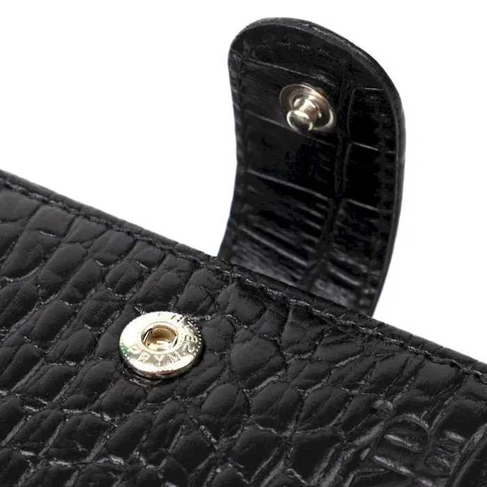Чоловічий фактурний горизонтальний гаманець із натуральної шкіри з тисненням під крокодила BOND 22008 Чорний