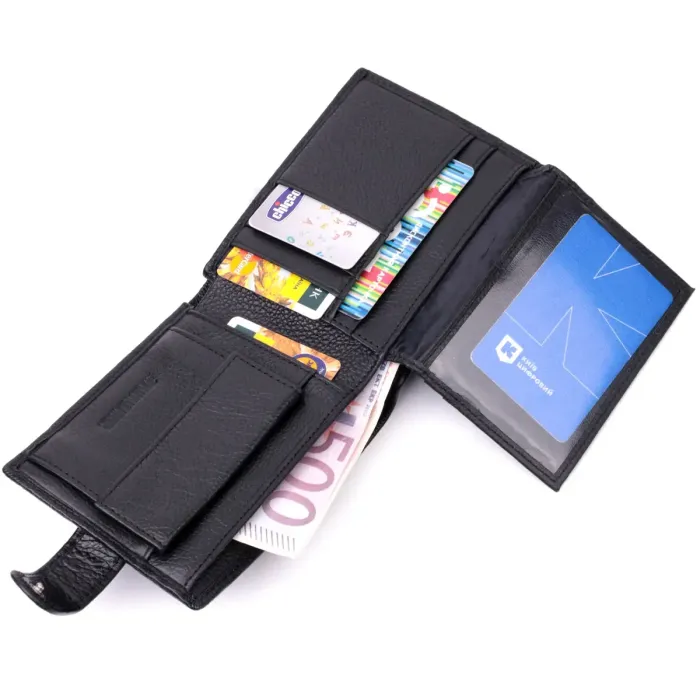 Чоловічий горизонтальний гаманець із натуральної шкіри ST Leather 22466 Чорний