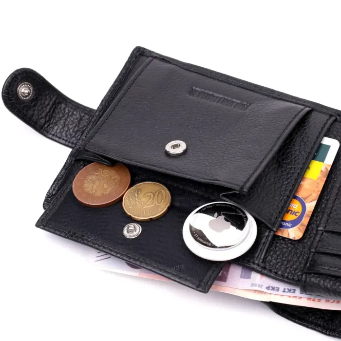 Чоловічий горизонтальний гаманець із натуральної шкіри ST Leather 22466 Чорний