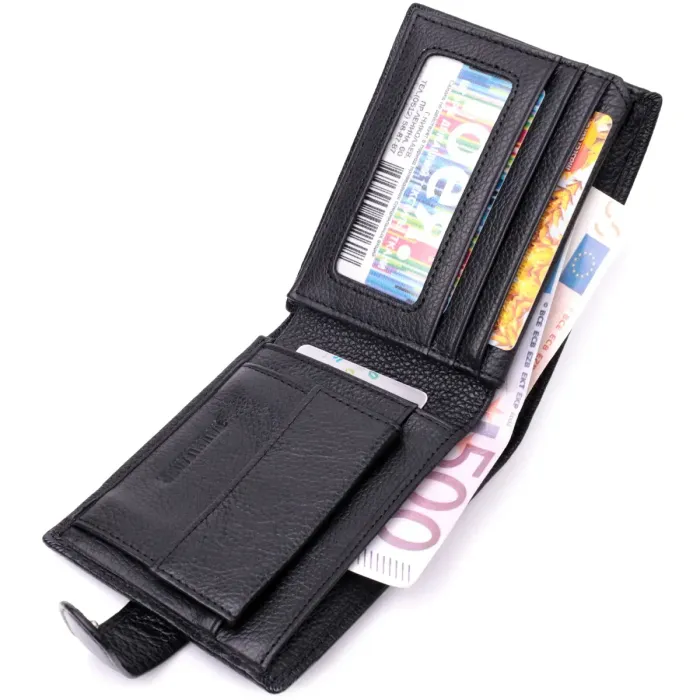 Чоловічий горизонтальний гаманець із натуральної шкіри ST Leather 22466 Чорний